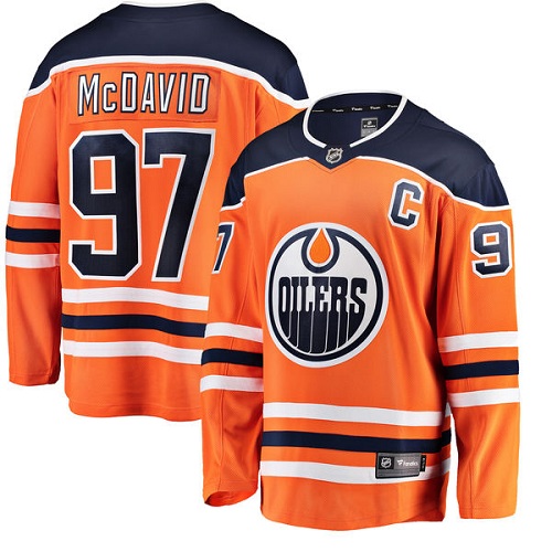 Herren Edmonton Oilers Eishockey Trikot Connor McDavid #97 Breakaway Orange Fanatics Branded Heim